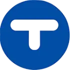 T as in trade, with a blue circular color surrounding it.