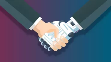 Stretta di mano tra umano e robot.