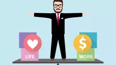 Bilanciamento tra vita e lavoro, uomo stilizzato con braccia aperte.