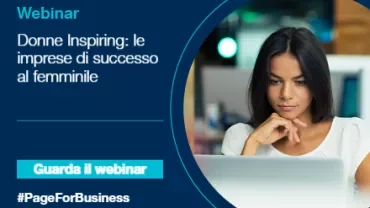 Webinar sulle imprese di successo al femminile, con persona che utilizza un laptop.