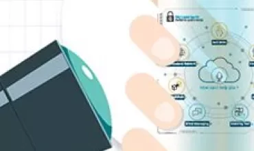 Illustrazione di una mano che tiene uno smartphone con icone di sicurezza.