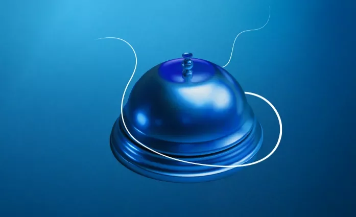 Uno campanello su sfondo blu sfumato