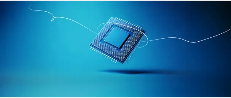 A cpu in a blue gradient background