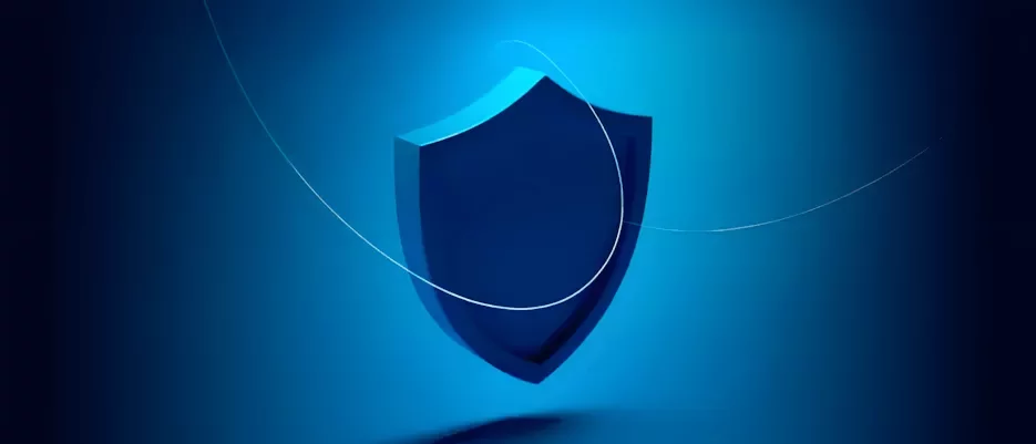 Uno scudo su sfondo blu sfumato